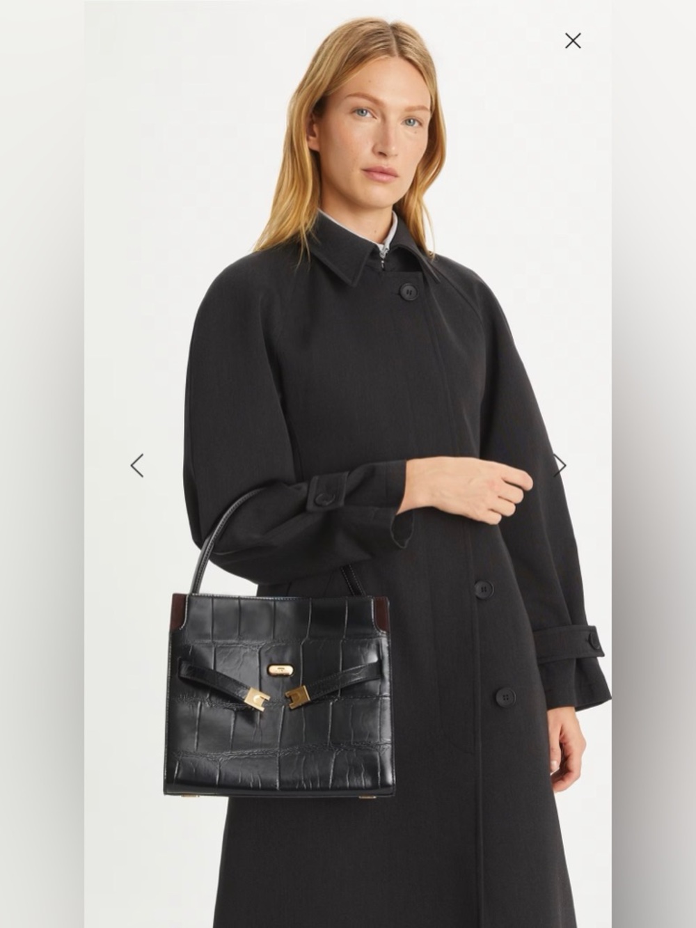 Tory Burch SMALL LEE RADZIWILL CROC-EMBOSSED DOUBLE BAG